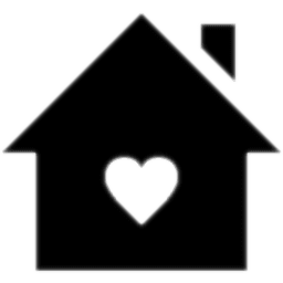 Icon of a house with a heart shape inside it